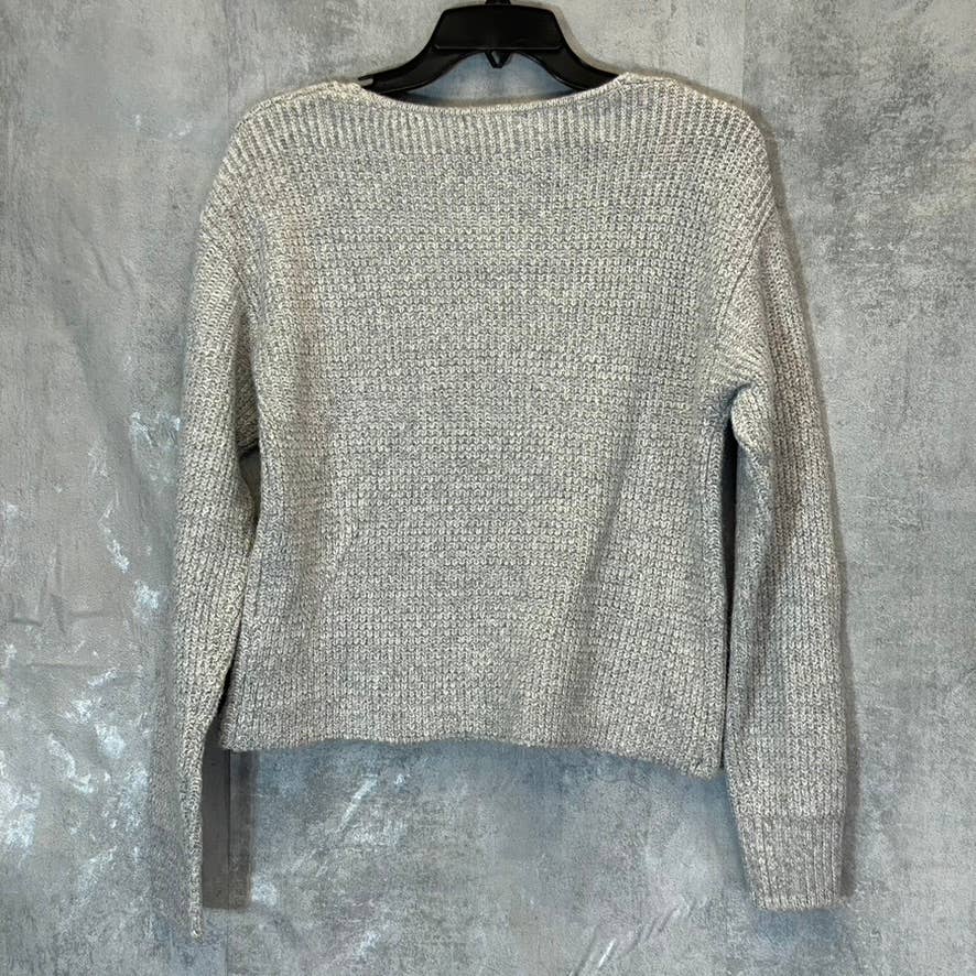 BP. Women's Grey Medium Heather Weekend V-Neck Long Sleeve Rib Knit Sweater SZ XXS