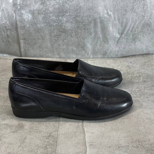 EASY SPIRIT Women's Black Leather Devitt Round-Toe Slip-On Loafer Flats SZ 7.5