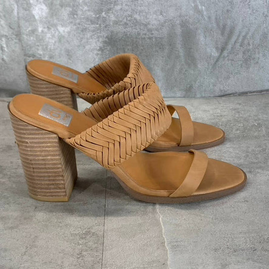 DV DOLCE VITA Women's Tan Bambi Round-Toe Slip-On Stacked-Heel Sandals SZ 9