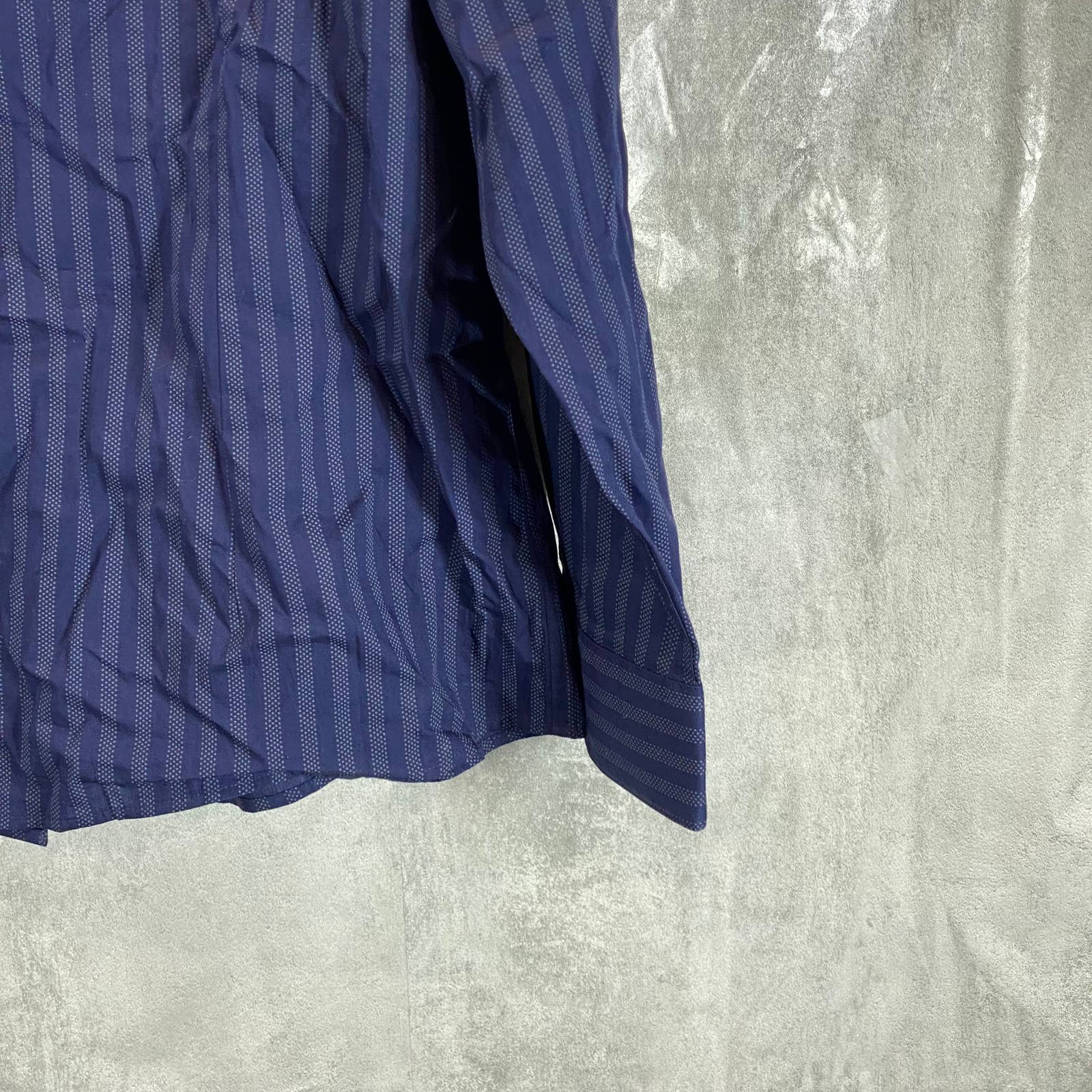 BAR III Men's Navy Slim-Fit Stretch Dotted Stripe-Print Button Dress Shirt SZ XL