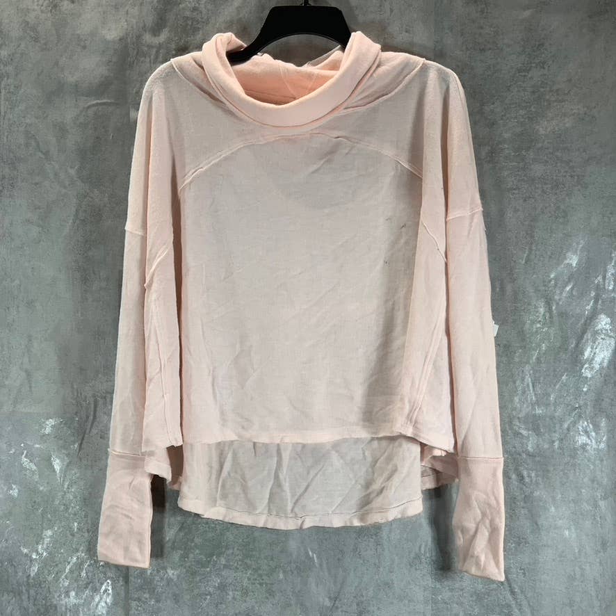 FREE PEOPLE Women's Natural Cozy Time Funnel-Neck Pullover Top SZ XS