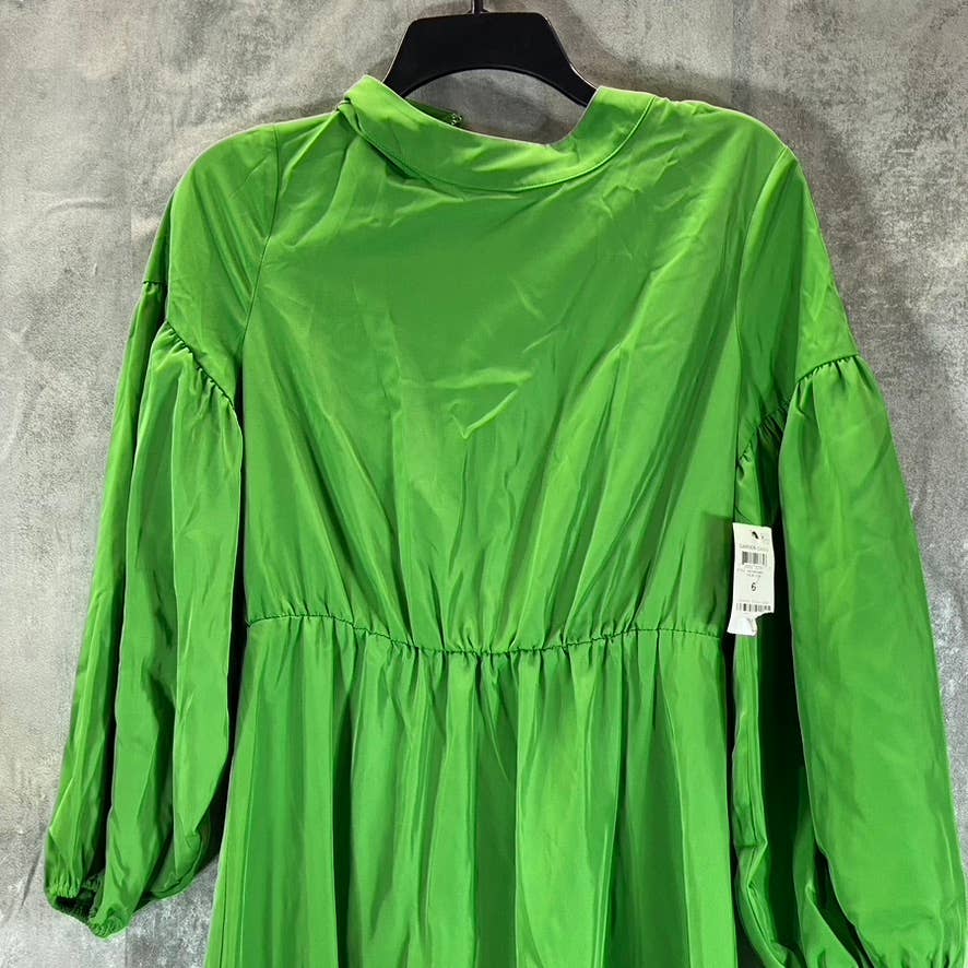 ALFANI Women's Palm Leaf Mockneck Tiered Blouson Sleeve A-line Midi Dress SZ 12