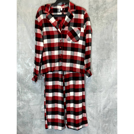 NORDSTROM Women's Red Chili August Check 2-Piece Button-Front Pull-on Pajama Set SZ S