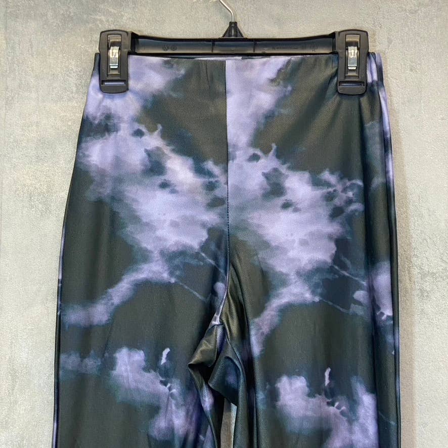 TOPSHOP Women's Petite Black/Purple Tie-Dye Wide Leg Pull-on Pants SZ 4