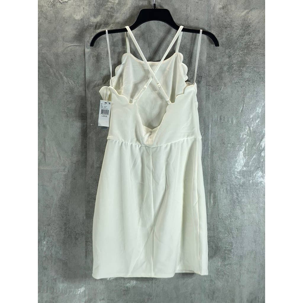 BCX Juniors' Ivory Scalloped Spaghetti Strap Low-Back Bodycon Mini Dress SZ L