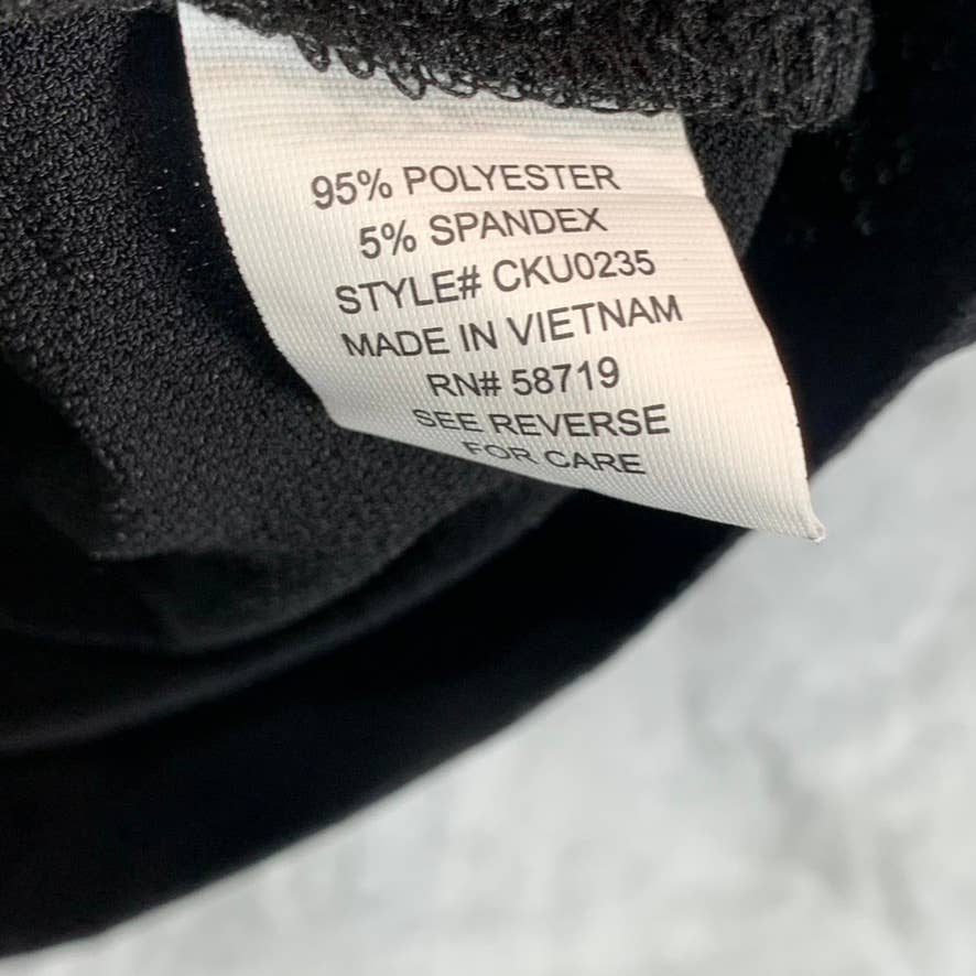 NY COLLECTION Women's Black Rhinestone Scoop-Neck Elbow Sleeve Crepe Top SZ L