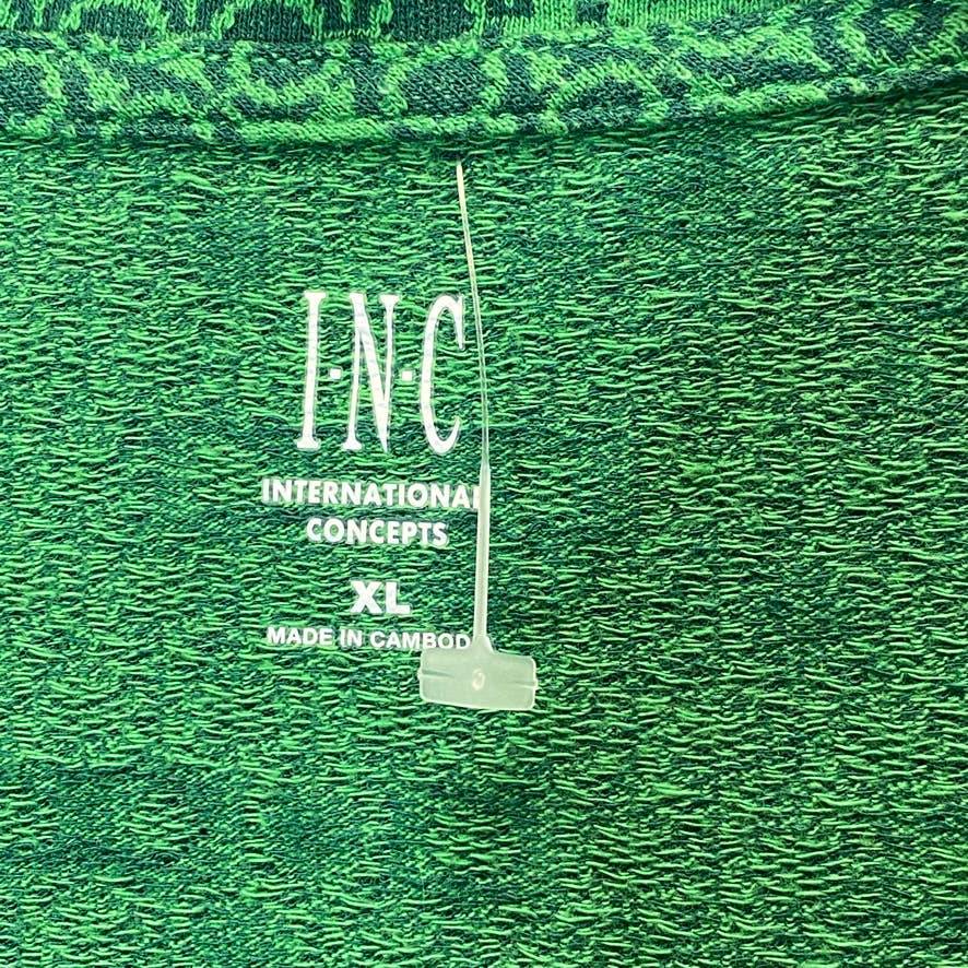 INC INTERNATIONAL CONCEPTS Women's Green Printed V-Neck Short Sleeve Top SZ XL