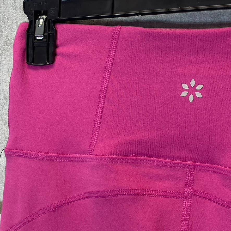 NINE WEST Women's Pink Beauty Crapped Zipper Hem Pull-On Stretch High-Waist Active Leggings SZ M