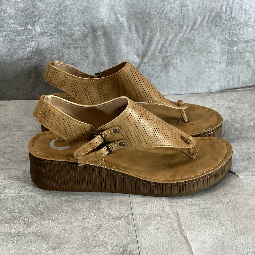 JOURNEE COLLECTION Women's Tan Mckell Thong Wedge Sandals SZ 6.5