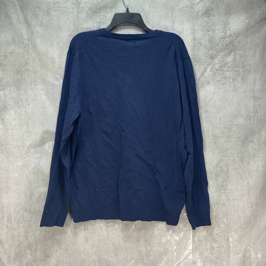 ALFANI Blue Solid V-Neck Pullover SZ 2XL