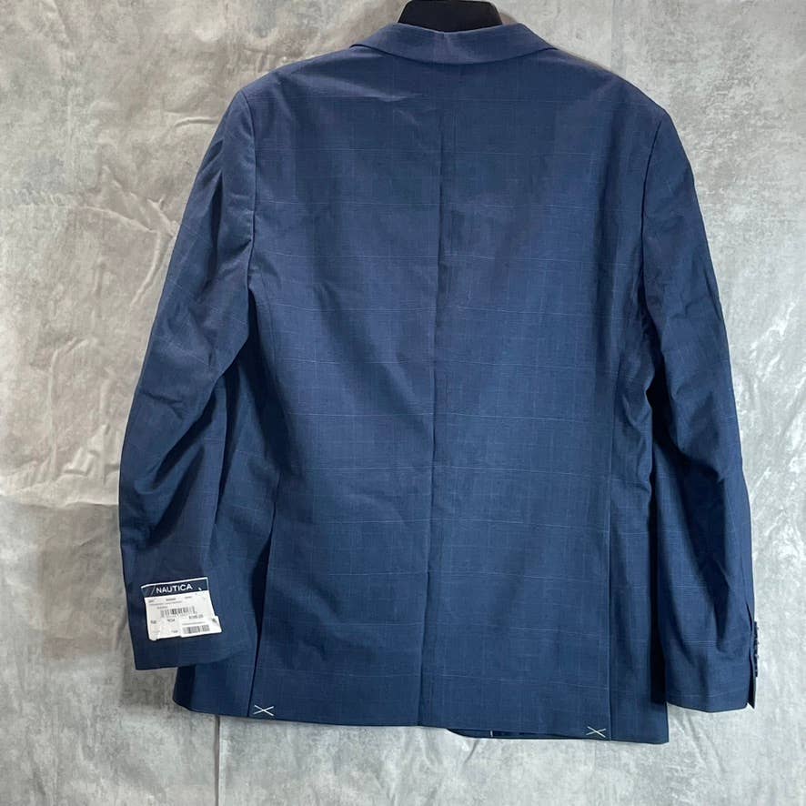 NAUTICA Men's Navy Plaid Modern-Fit Bo-Stretch Two-Button Suit Jacket SZ 40R