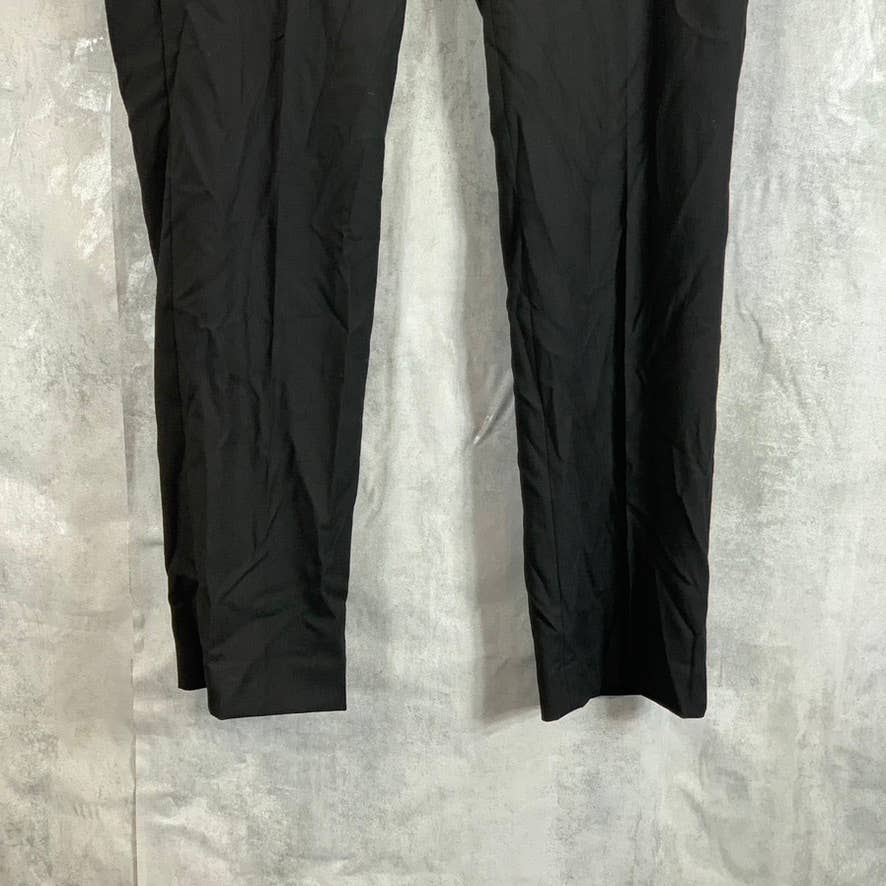 REACTION KENNETH COLE Men's Solid Black Flat Front Dress Pants SZ 33X30