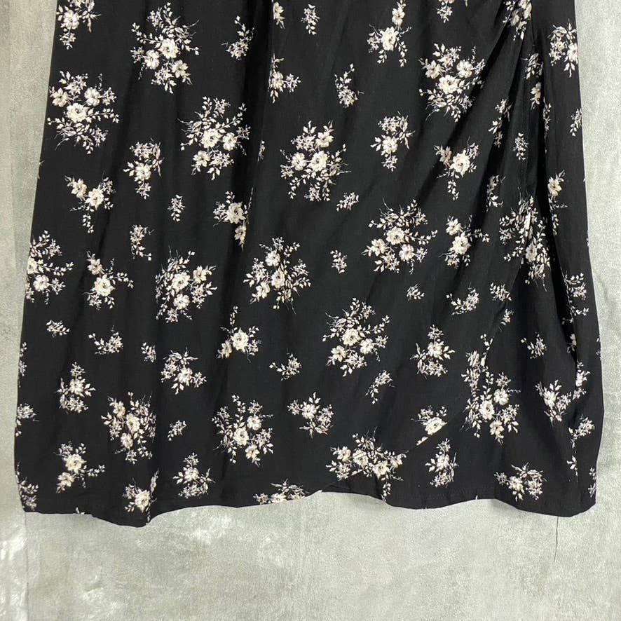 ULTRA FLIRT Juniors' Black Floral-Print V-Neck Faux-Wrap Bodycon Mini Dress SZXL