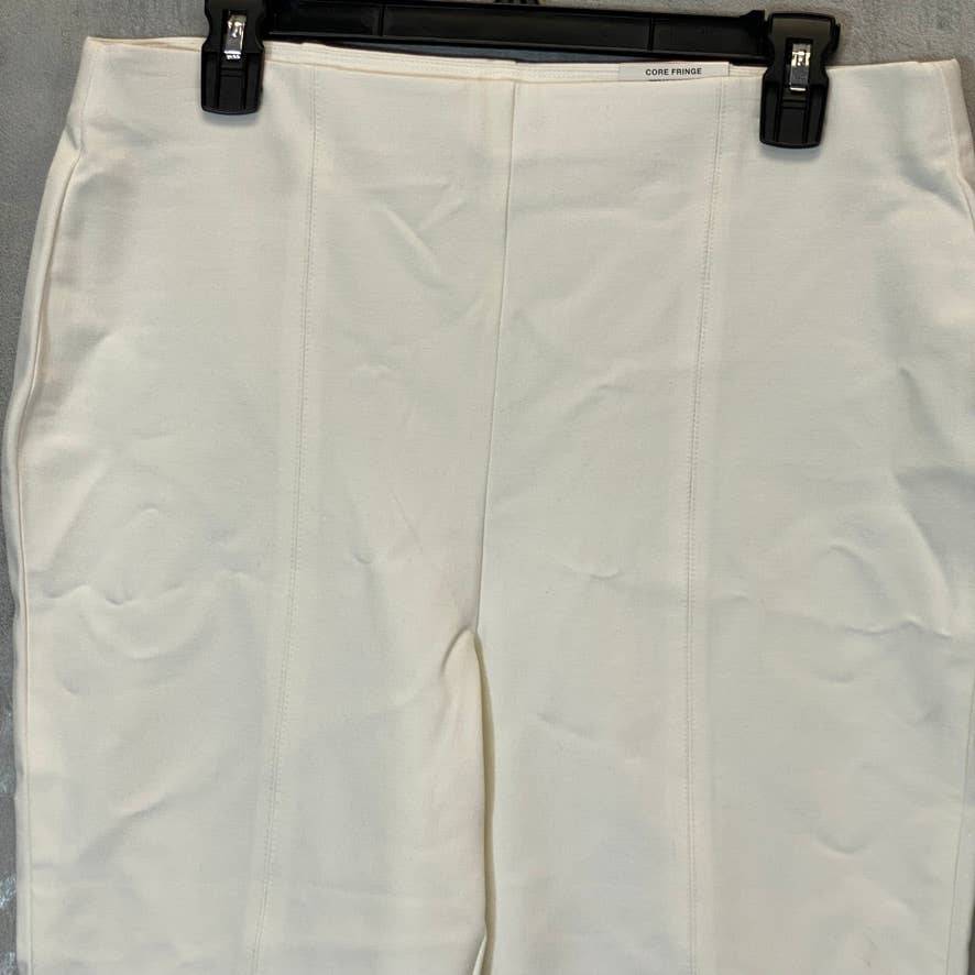 ALFANI Women's Bright White Comfort High-Rise Fringe-Hem Pull-On Pants SZ 12
