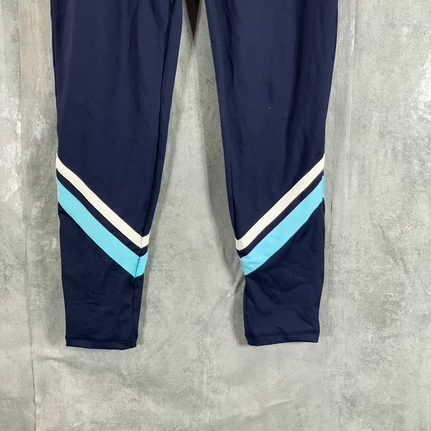 ID IDEOLOGY Women's Indigo Sea Color-Block Stripe Pull-On 7/8 Leggings SZ M