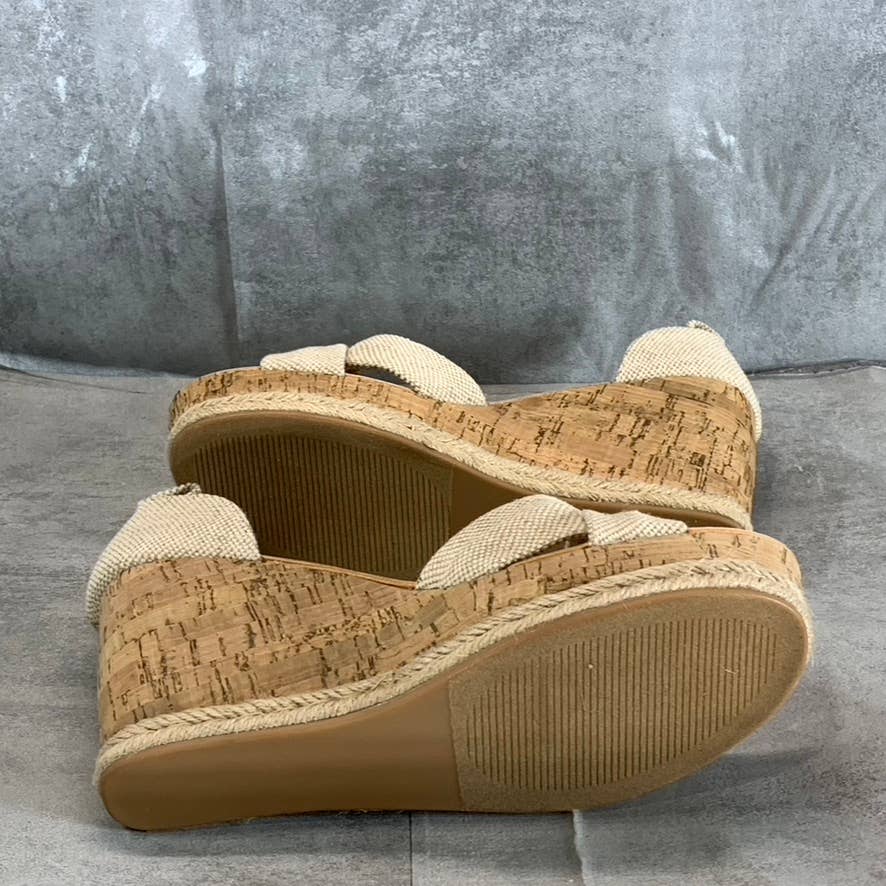 MADDEN GIRL Women's Oatmeal Multi Colette Open-Toe Wedge Platform Sandals SZ 9.5