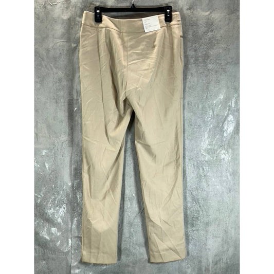 CALVIN KLEIN Women's Latte Zip-Pocket Mid-Rise Straight-Leg Pants SZ 4