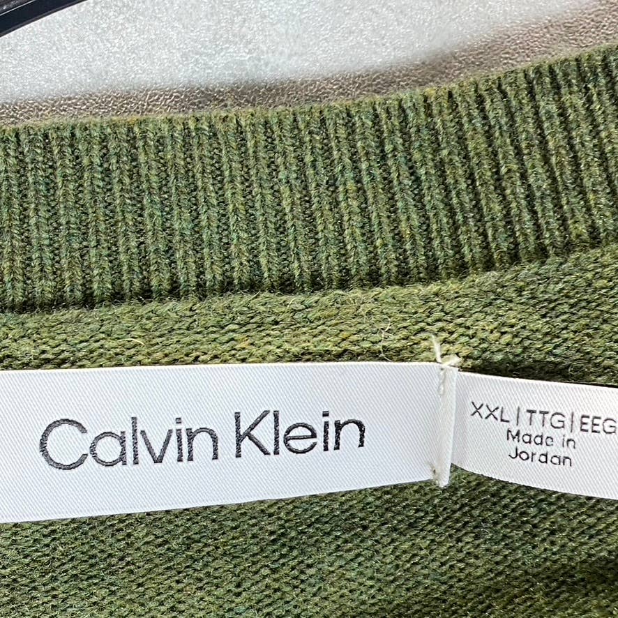 CALVIN KLEIN Men's Jolly Green Bean Heather V-Neck Pullover Sweater SZ 2XL
