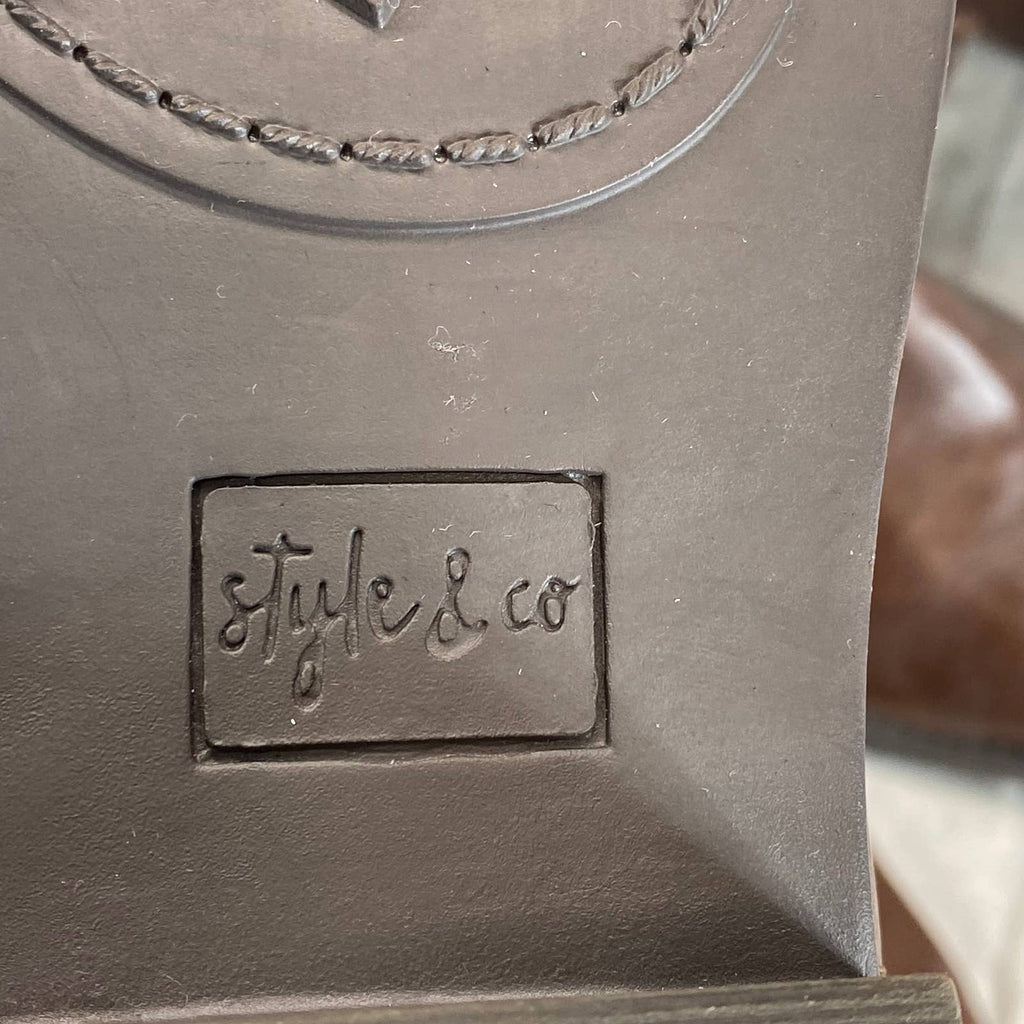 STYLE & CO Women's Cognac Marliee Full Side-Zip Round-Toe Tall Riding Boot SZ9.5