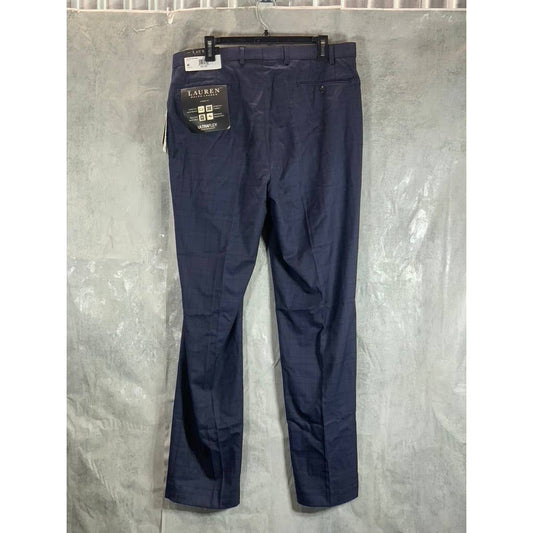 LAUREN RALPH LAUREN Men's Navy Windowpane Stretch Classic-Fit Suit Pants SZ36X34