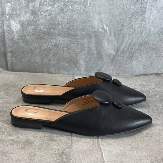 JOURNEE COLLECTION Women's Black Mallorie Button Pointed-Toe Slip-on Mules SZ8.5