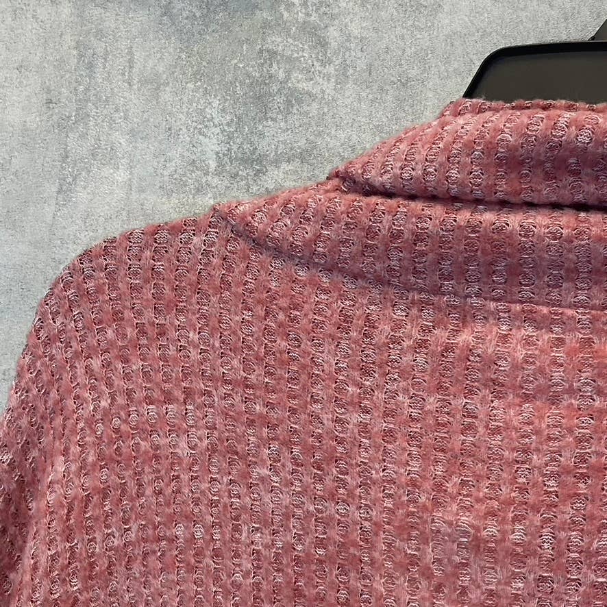 EVELEIGH Women's Mauve Chambray Cowl Neck Rib Knit Ultra Cozy Sweater SZ S