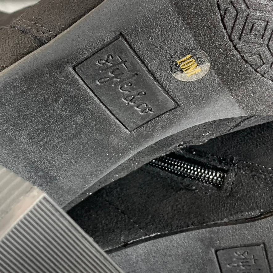 STYLE & CO Women's Black Addyy Memory Foam Round-Toe Dress Block-Heel Boots SZ10