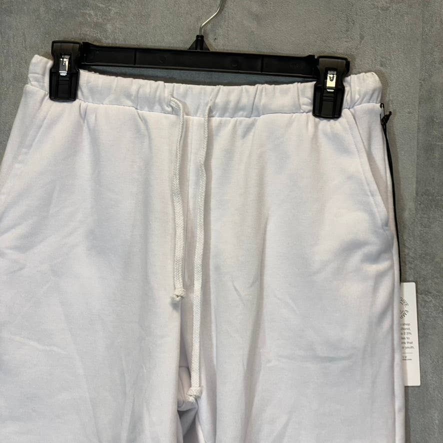 TREASURE & BOND Women's White Raw Hem Drawstring Waist Pull-On Sweat Shorts SZ S