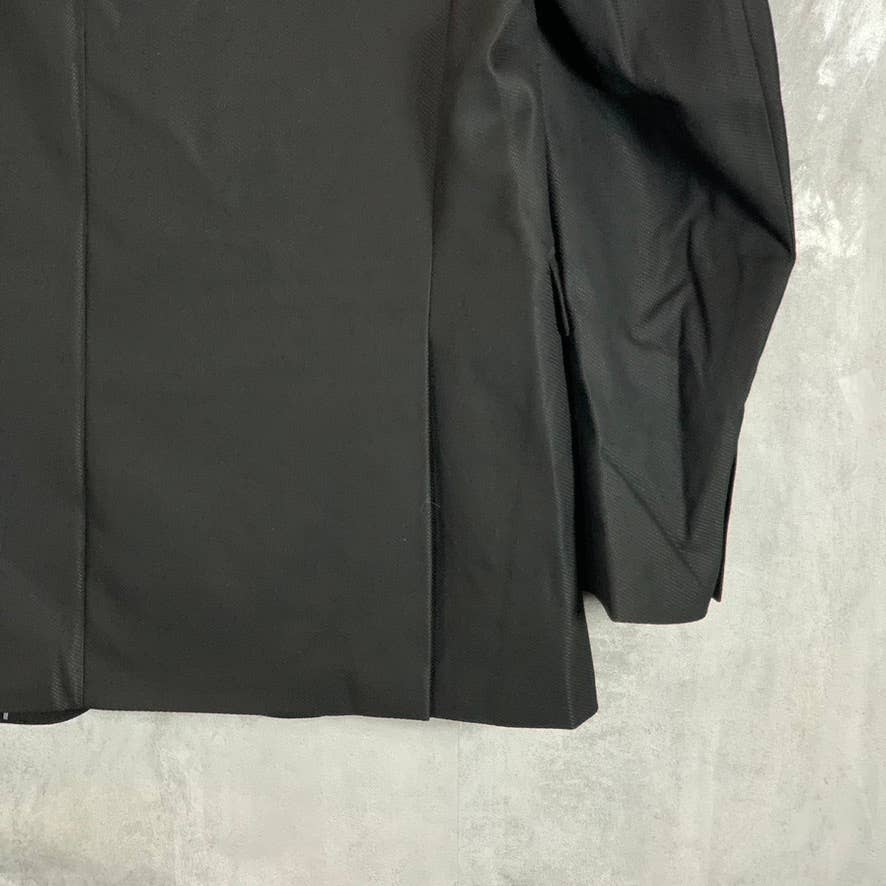 CALVIN KLEIN Men's Black Textured Long Slim-Fit Two-Button Suit Jacket SZ 40L