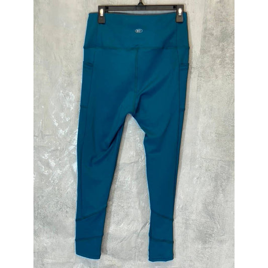 KAY UNGER Women's Teal Stretch High-Waist Media Pocket Pull-On Athletic Leggings SZ L