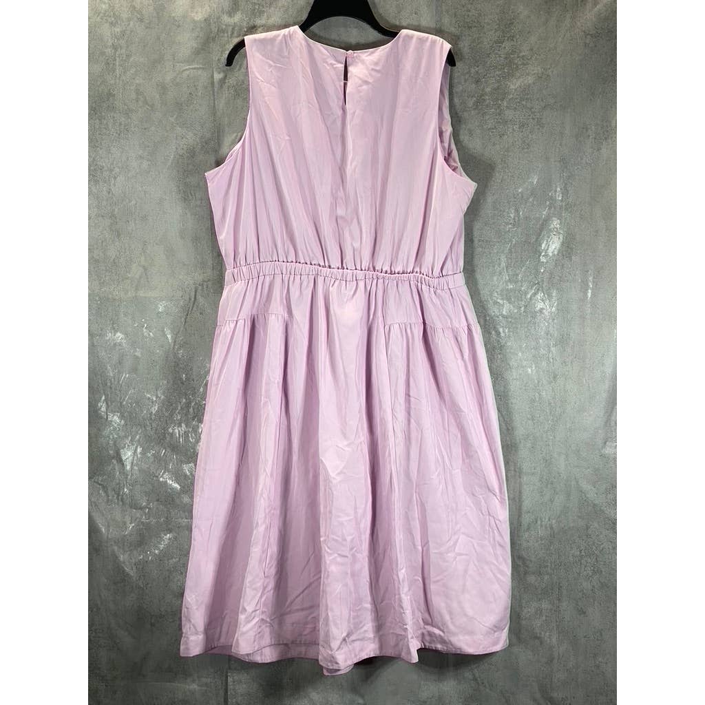 ALFANI Women's Lavender Rain Mixed-Media Drawstring Waist Mock-Neck Dress SZ 2XL