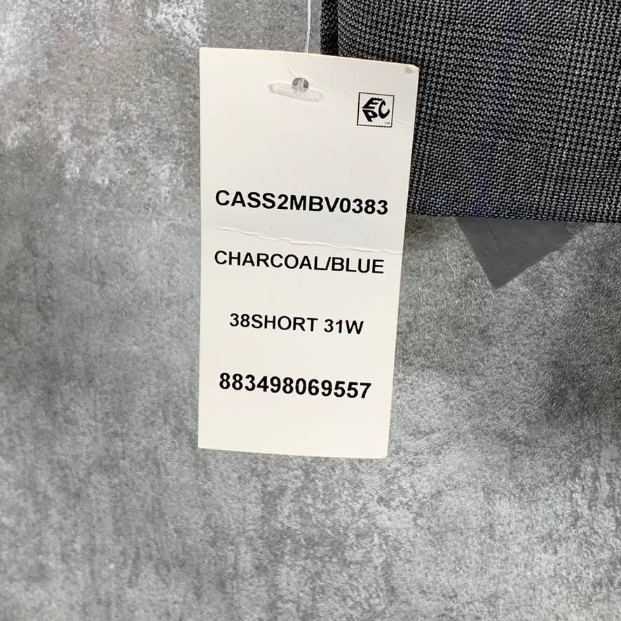 MARC NEW YORK Men's Charcoal/blue Plaid Modern-Fit Two-Button Suit Jacket SZ 38S