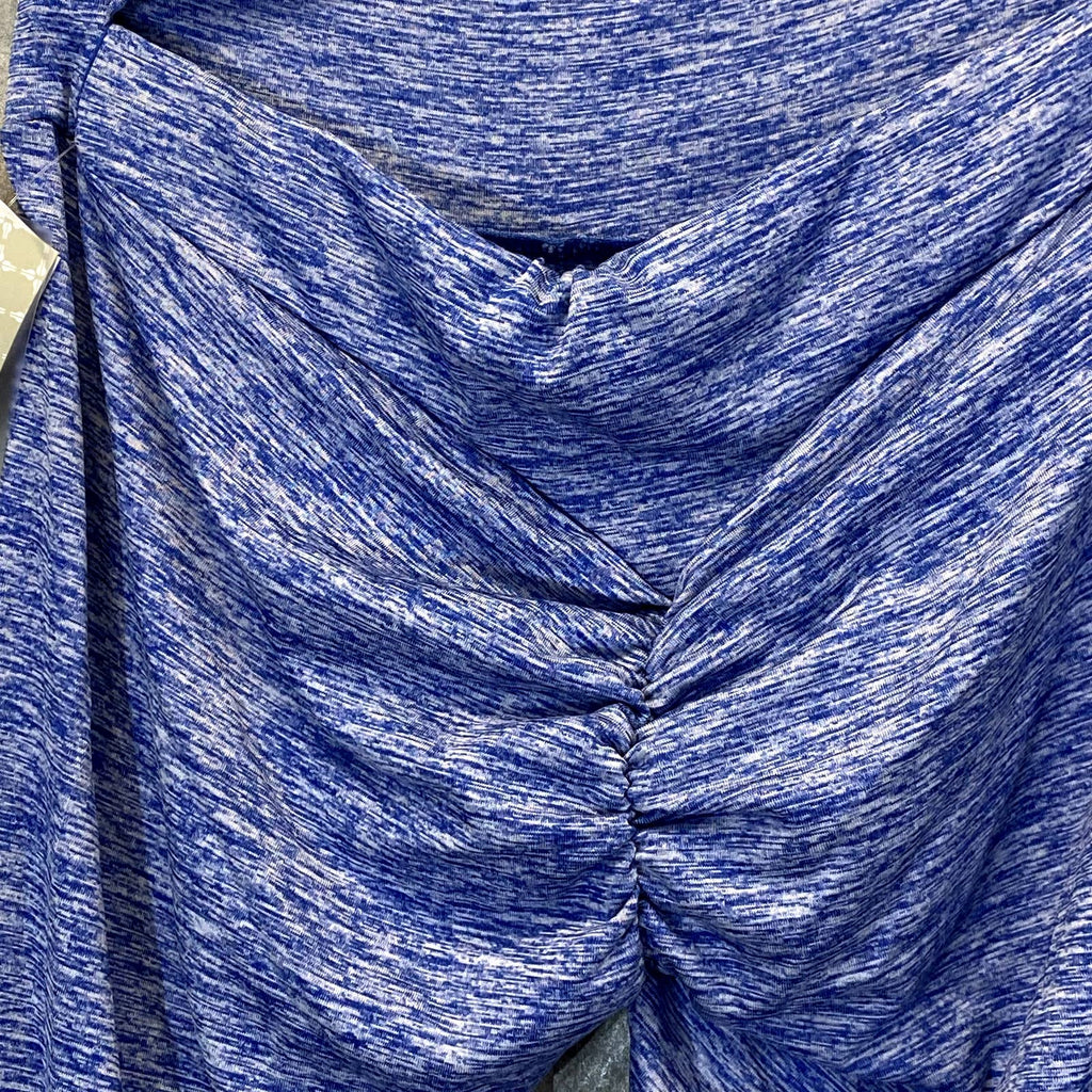 PRO-FIT Activewear Women's Blue Melange Scrunched Cut-Out Pull-On Crop Leggings SZ M