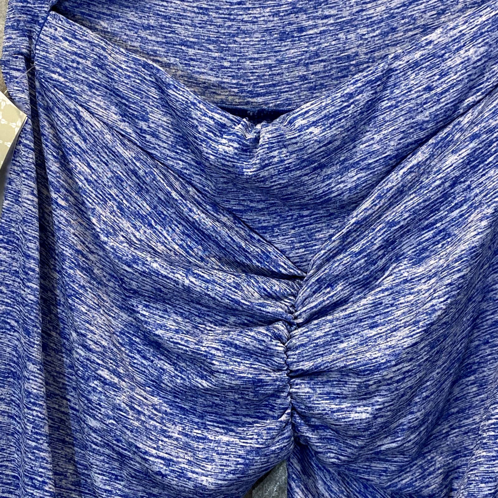PRO-FIT Activewear Women's Blue Melange Scrunched Cut-Out Pull-On Crop Leggings SZ M