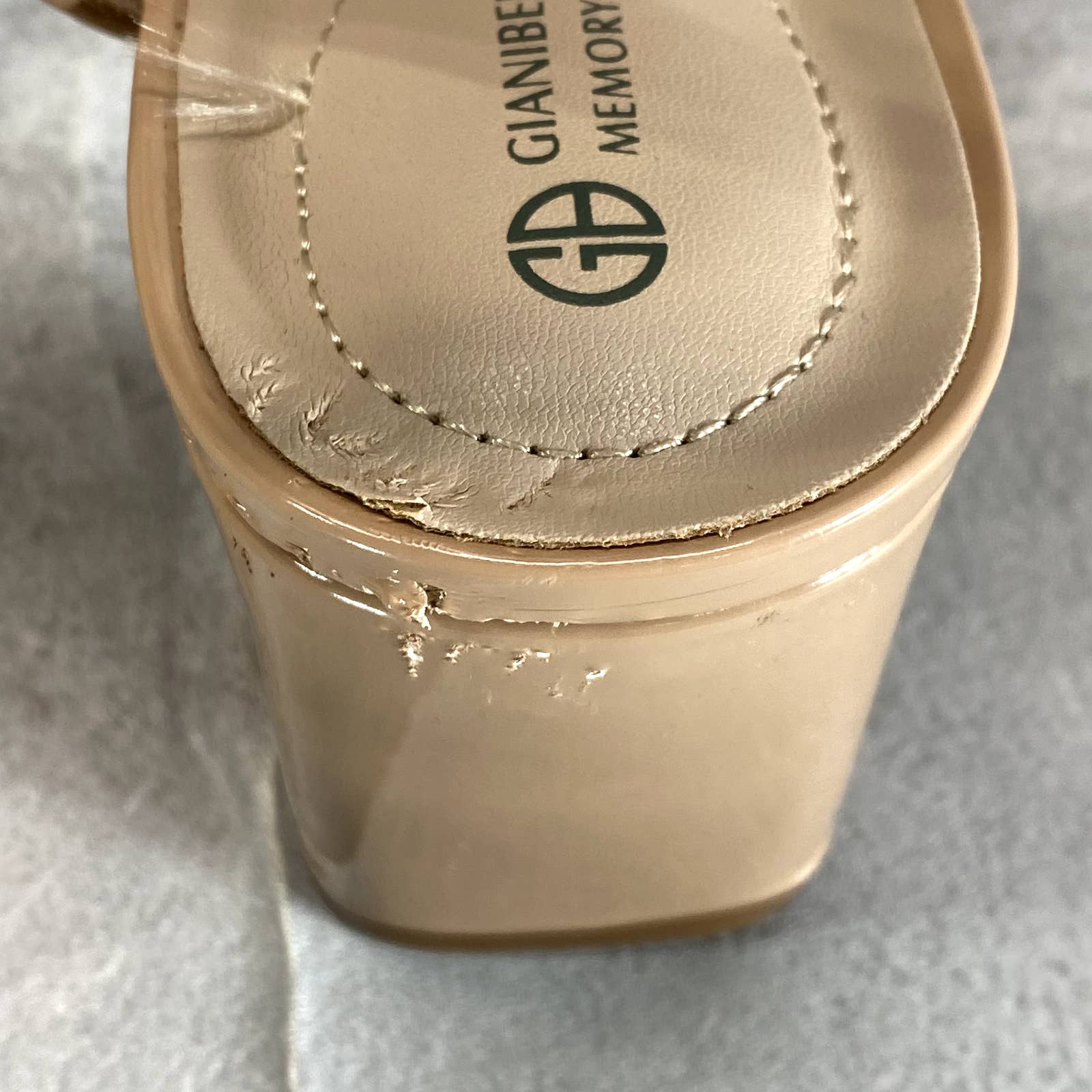 GIANI BERNINI Women’s Nude Patent Zummaa Square-Toe Dress Sandals SZ 9