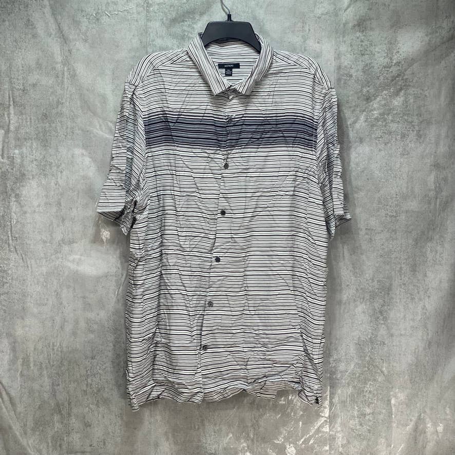 ALFANI Grey Gradient Stripe Short Sleeve Shirt SZ 2XL