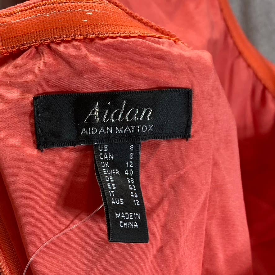 AIDAN By AIDAN MATTOX Women's Sunkist Coral Cross Front Halter Midi Dress SZ 8