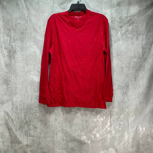 CLUB ROOM Red Long Sleeve Solid V-Neck Shirt SZ M