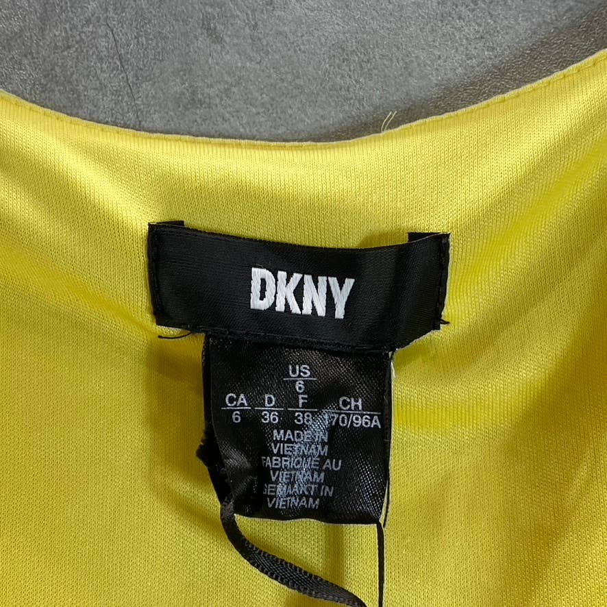 DKNY Women's Yellow Floral Smocked Flutter Short-Sleeve Hi-Low Hem Midi Dress