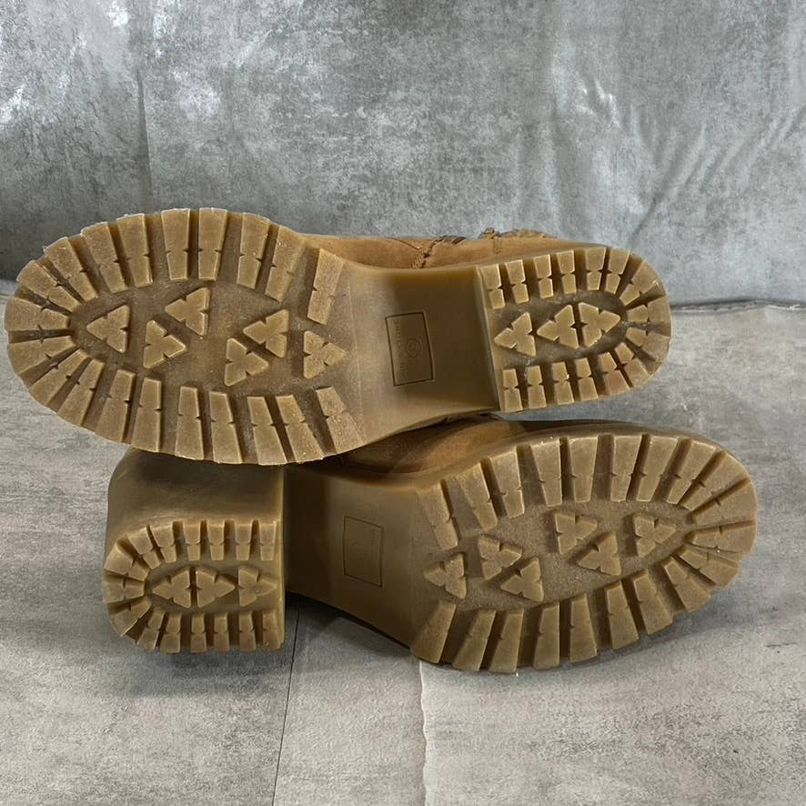 SUN+STONE Women's Chestnut Romina Lug-Sole Block-Heel Lace-Up Hiker Booties SZ10