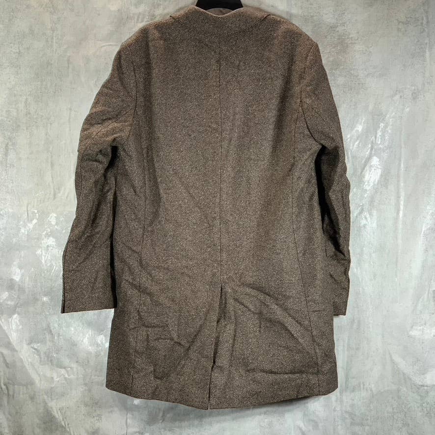 HUGO BOSS Men's Brown Slim-Fit Migor Patterned Stretch 3-Button Overcoat SZ 44R