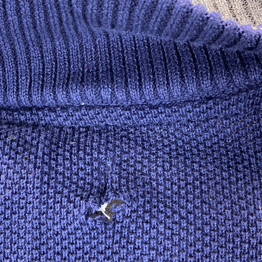 CLUB ROOM Men's Navy Quarter-Zip Stand-Collar Textured Cotton Sweater SZ 2XL