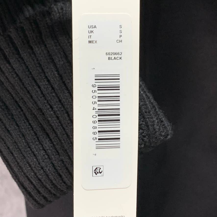 TAHARI Black Wool Blend Anna Ribbed Sleeve Notch Collar Coat SZ S