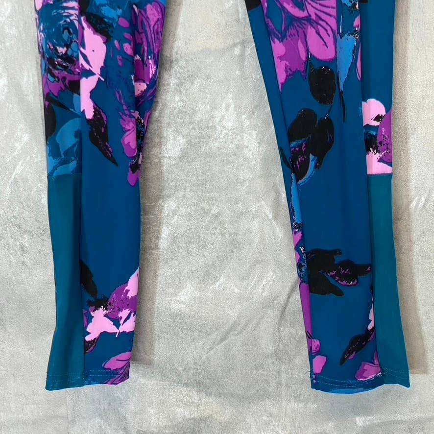KAY UNGER Women's Blossom Bundle Teal Printed High-Waist Tummy Control Pull-On Leggings SZ S