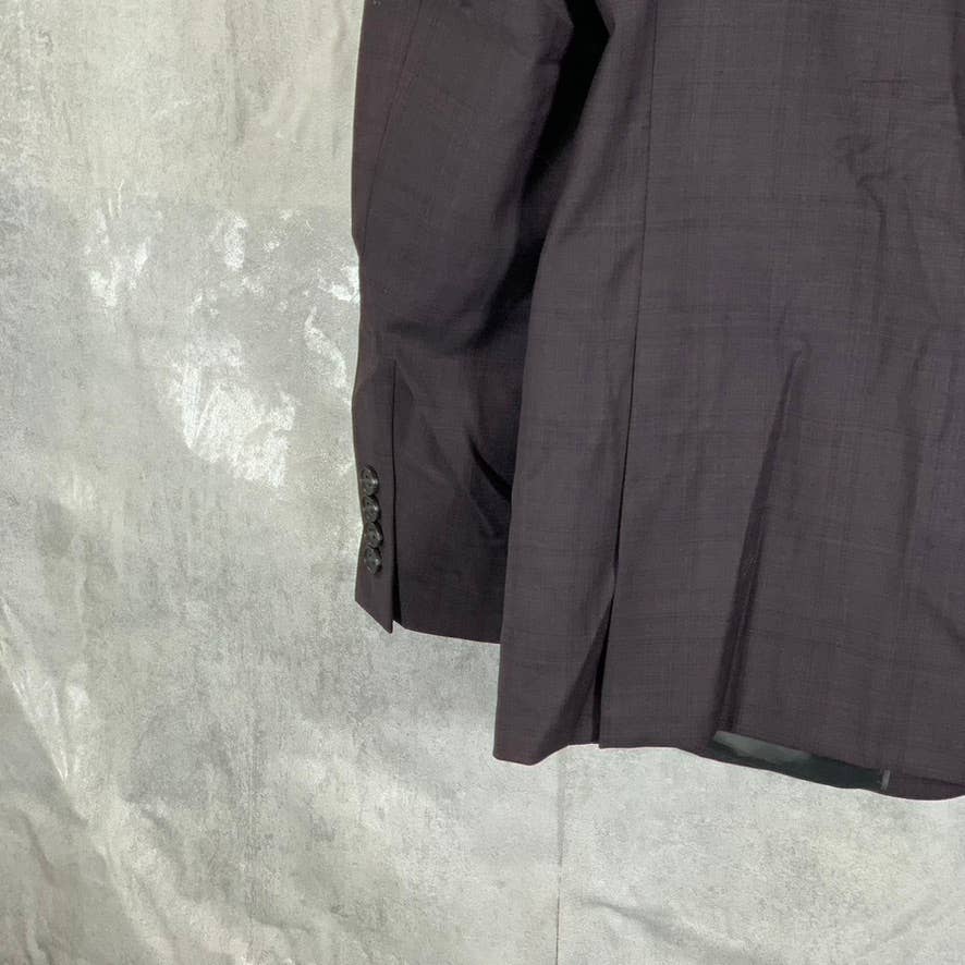 CALVIN KLEIN Men's Gray Plaid Slim-Fit One-Button Suit Jacket SZ 44R
