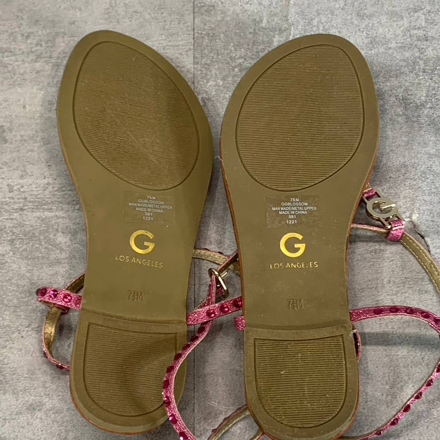 GBG LOS ANGELES Women's Pink Blossom Strappy Flat Sandals SZ 7.5