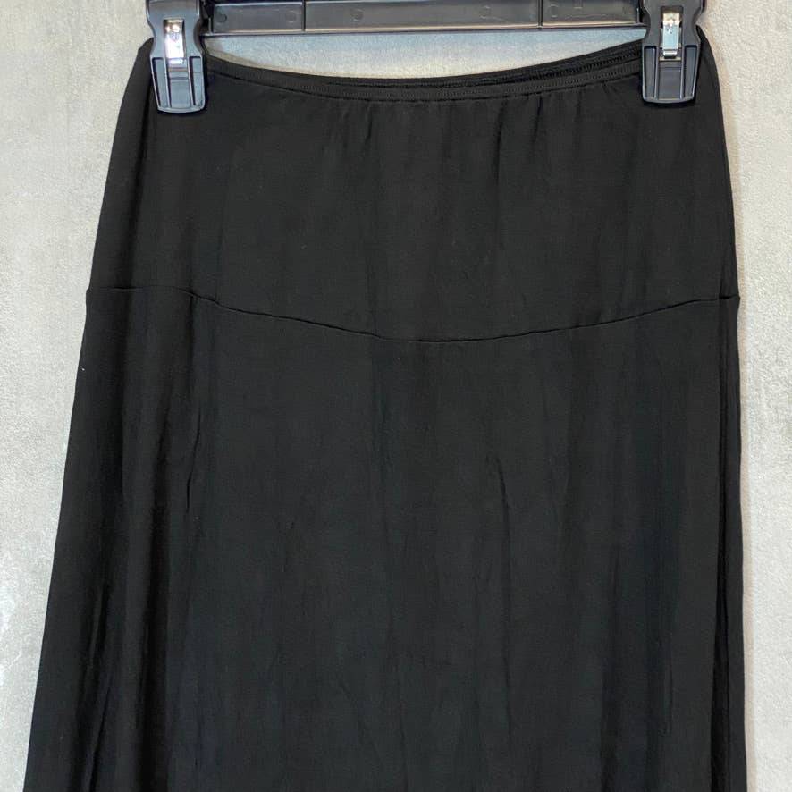 24/7 COMFORT APPAREL Women's Black Elastic Waist Pull-On Stretch Maxi Skirt SZ S