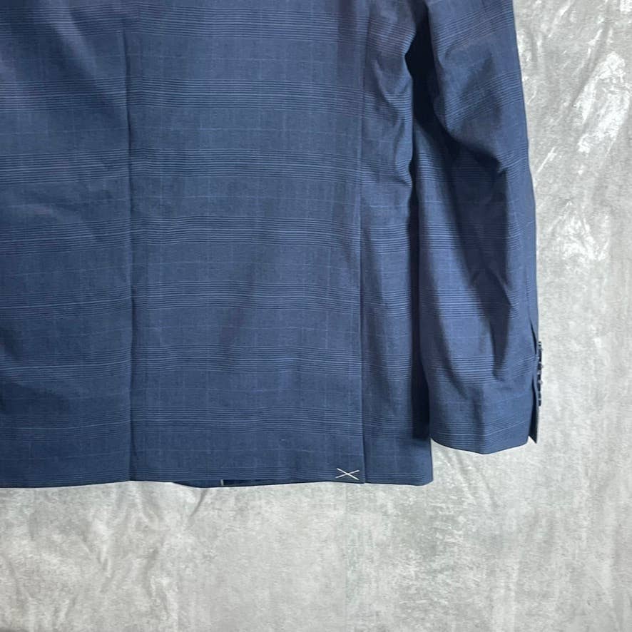 NAUTICA Men's Navy Plaid Modern-Fit Bo-Stretch Two-Button Suit Jacket SZ 40R