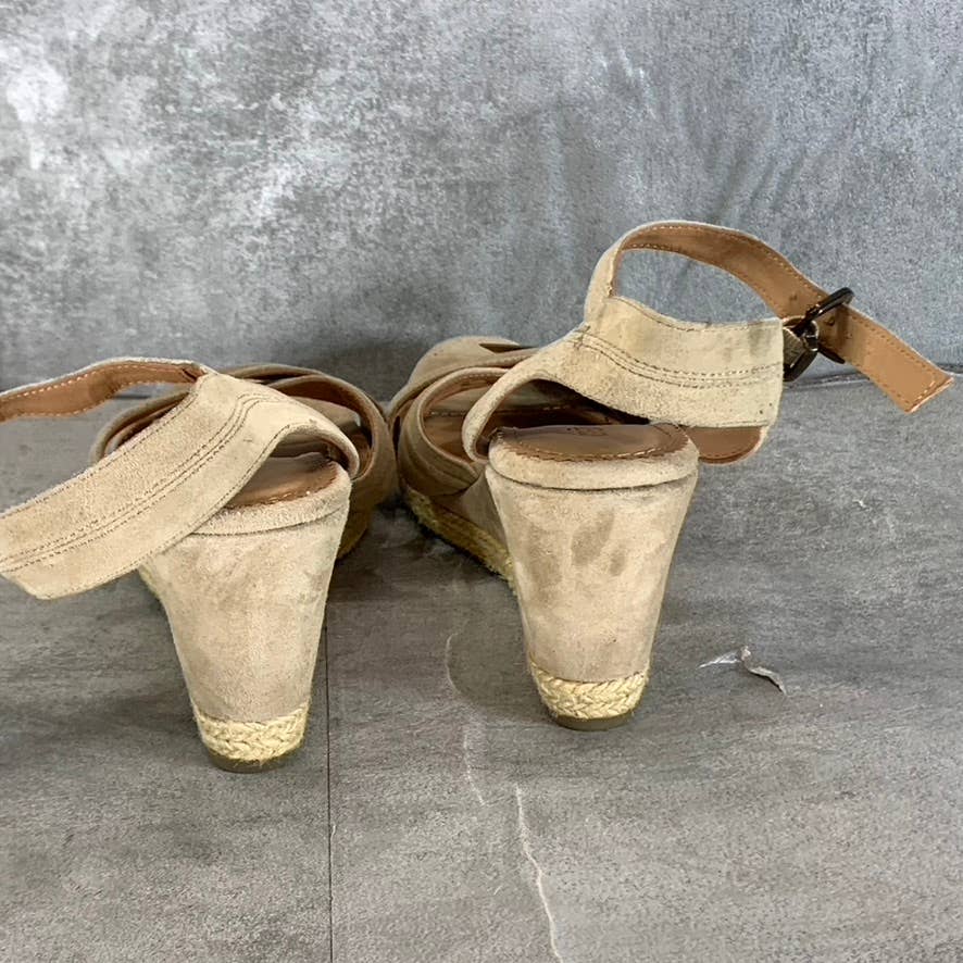 CREVO Women's Beige Suede Valentina Ankle-Strap Wedge Sandals SZ 8.5