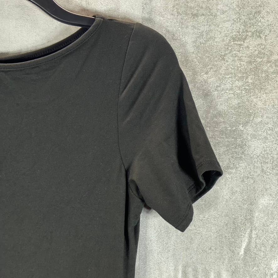 24SEVEN COMFORT Women's Black Short Sleeve Pocket Detail Midi Dress SZ S